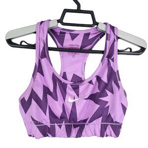 Women's Purple Nike Pro Racerback Sports Bra Zigzag Print Size M
